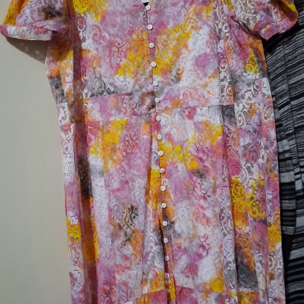 Torrid Pink and Yellow Floral Layer Dress